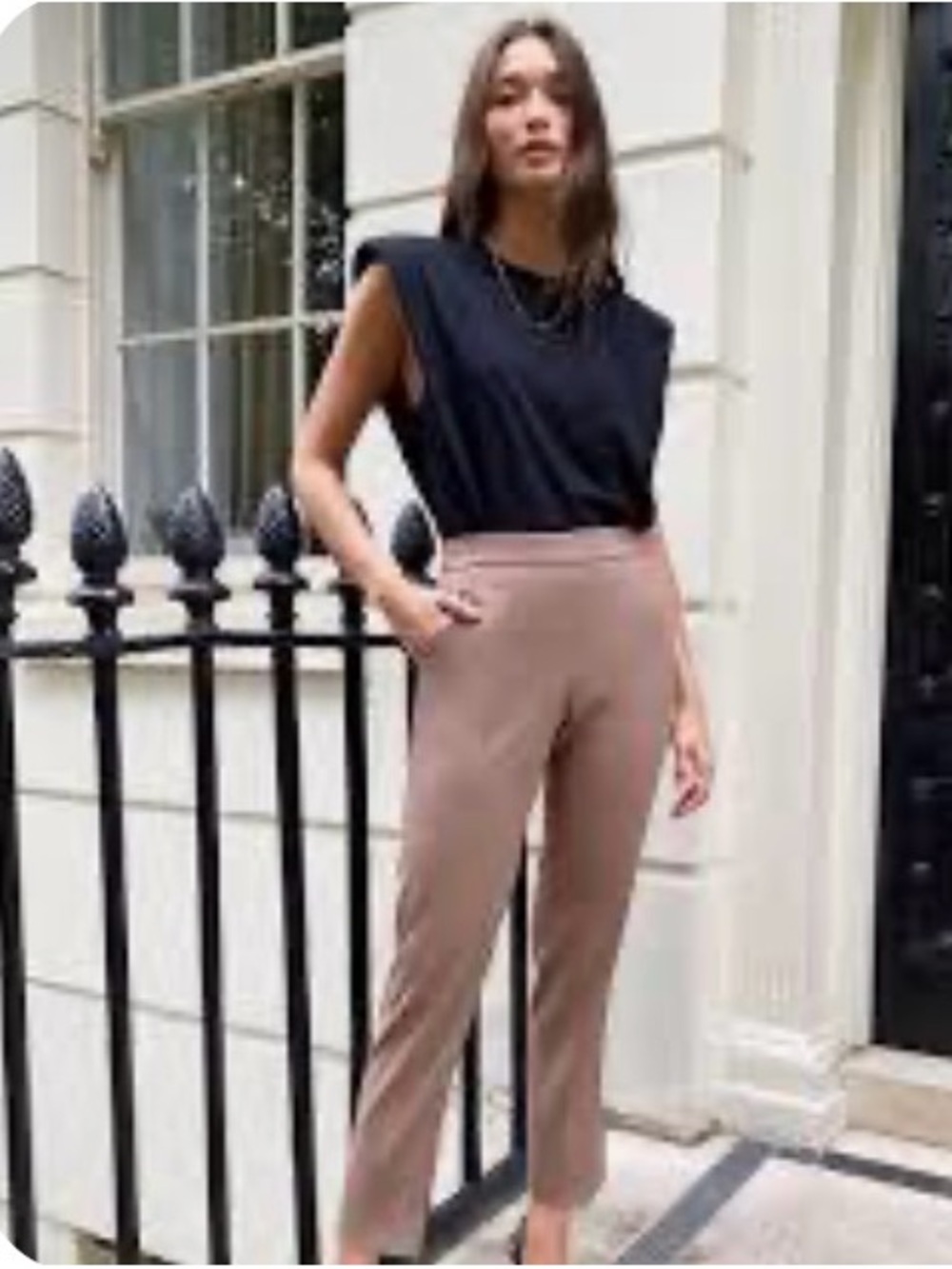 Babaton Straight-Leg High-Rise Pants in Taupe